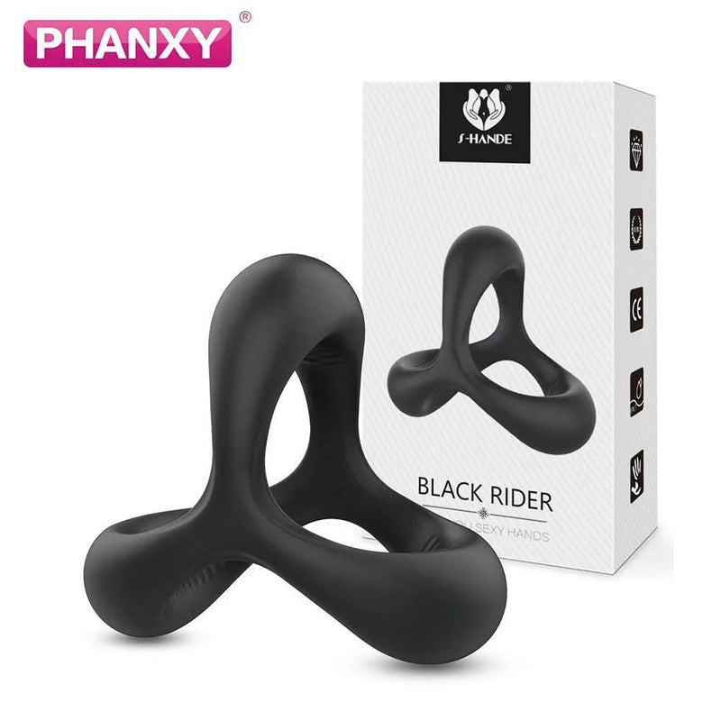 Black Rider — Anello fallico in silicone morbido, tre anelli