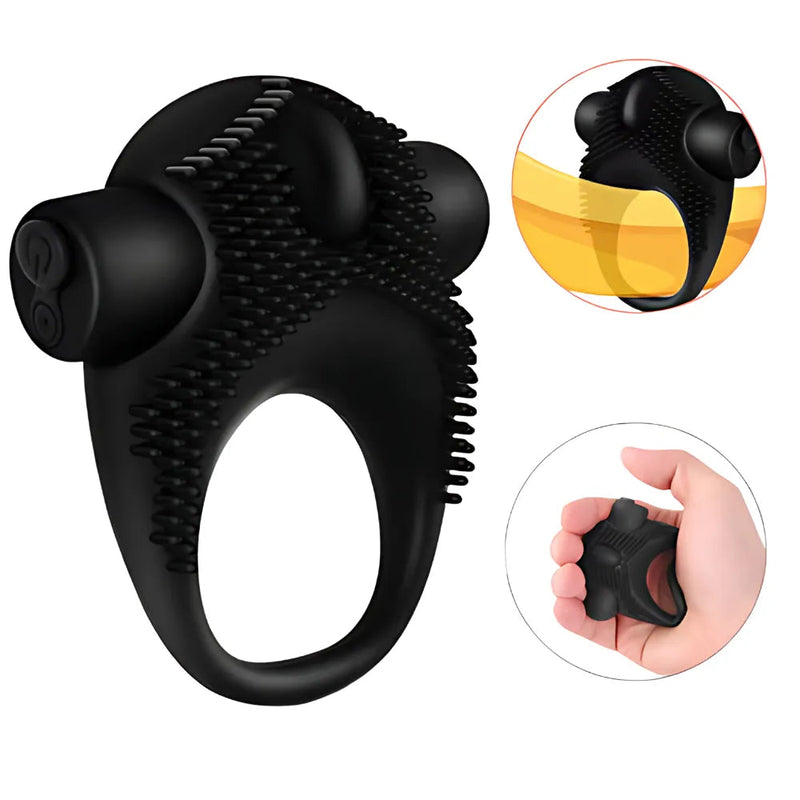 Texture — Anello fallico vibrante con sfere in rilievo, 10 livelli