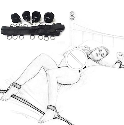 Ostaggio — Kit bondage da letto con 4 fasce in nylon regolabili