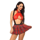Old School Girl — Costume sexy con top trasparente e minigonna a quadri