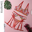 florida completo lingerie trasparente ricamo floreale