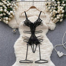 selene body in pizzo nero trasparente