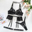 all black completo lingerie pizzo nero reggicalze