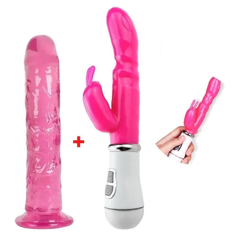 Kit Rabbit + Dildo con ventosa in silicone morbido
