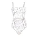 Madame — Body intero in pizzo elastico con scollatura profonda