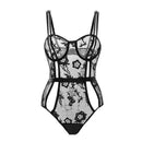 Madame — Body intero in pizzo elastico con scollatura profonda