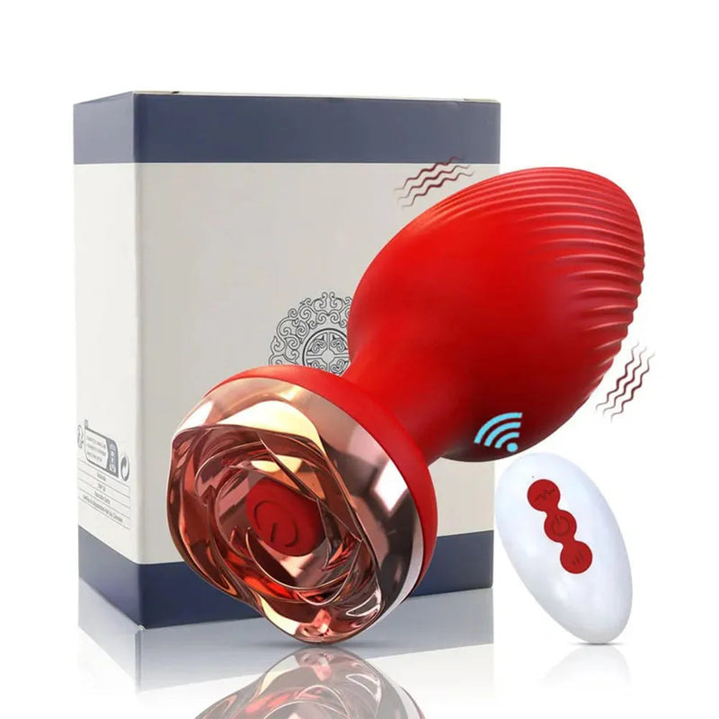 Tiger — Plug anale vibrante con base a rosa e telecomando