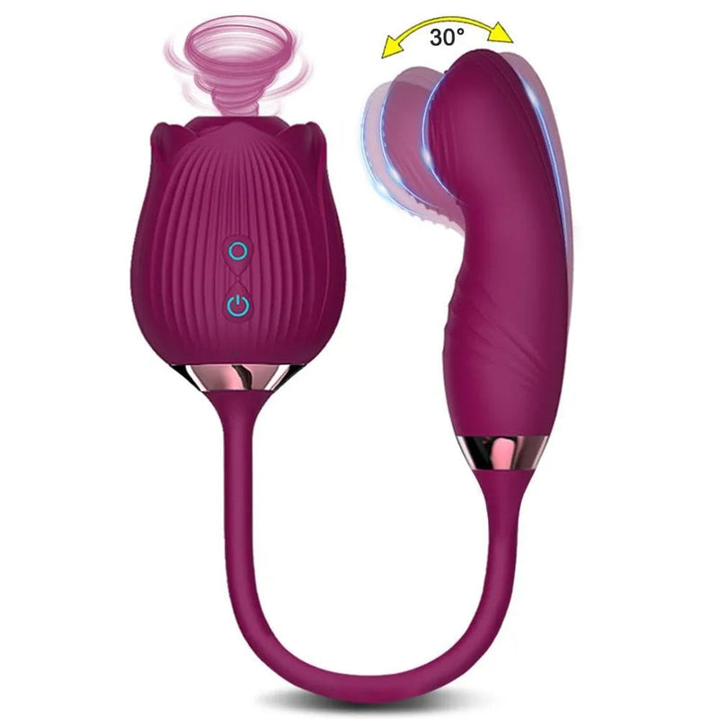 RoseNuo — Rosa succhia-clitoride con vibratore per il punto G