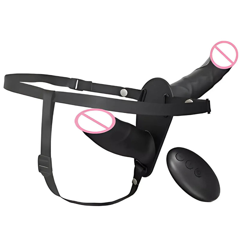 Double Delight — Strap-on doppio vibrante con telecomando, 10 modalità